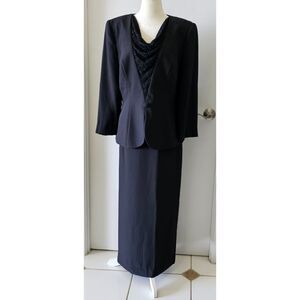 NAH NAH Collection Women Two Pieces Maxi Skirt Suit Size 12 Black Beaded Lined